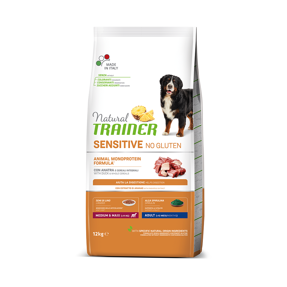 NATURAL TRAINER SENSITIVE MEDIUM & MAXI/ ADULT (NO GLUTEN) με Πάπια 12kg