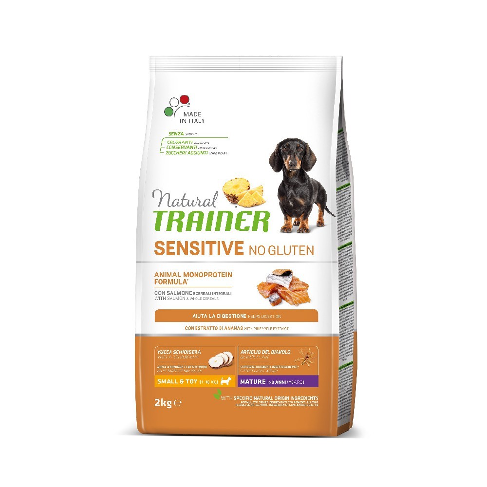 NATURAL TRAINER SENSITIVE SMALL & TOY/ MATURE (NO GLUTEN) με Σολομό 2kg