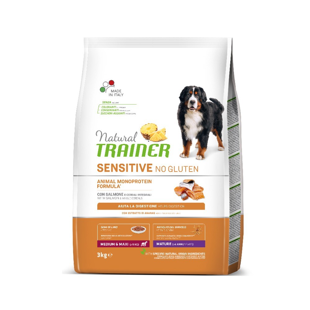 NATURAL TRAINER SENSITIVE MEDIUM & MAXI/ MATURE (NO GLUTEN) με Σολομό 3kg