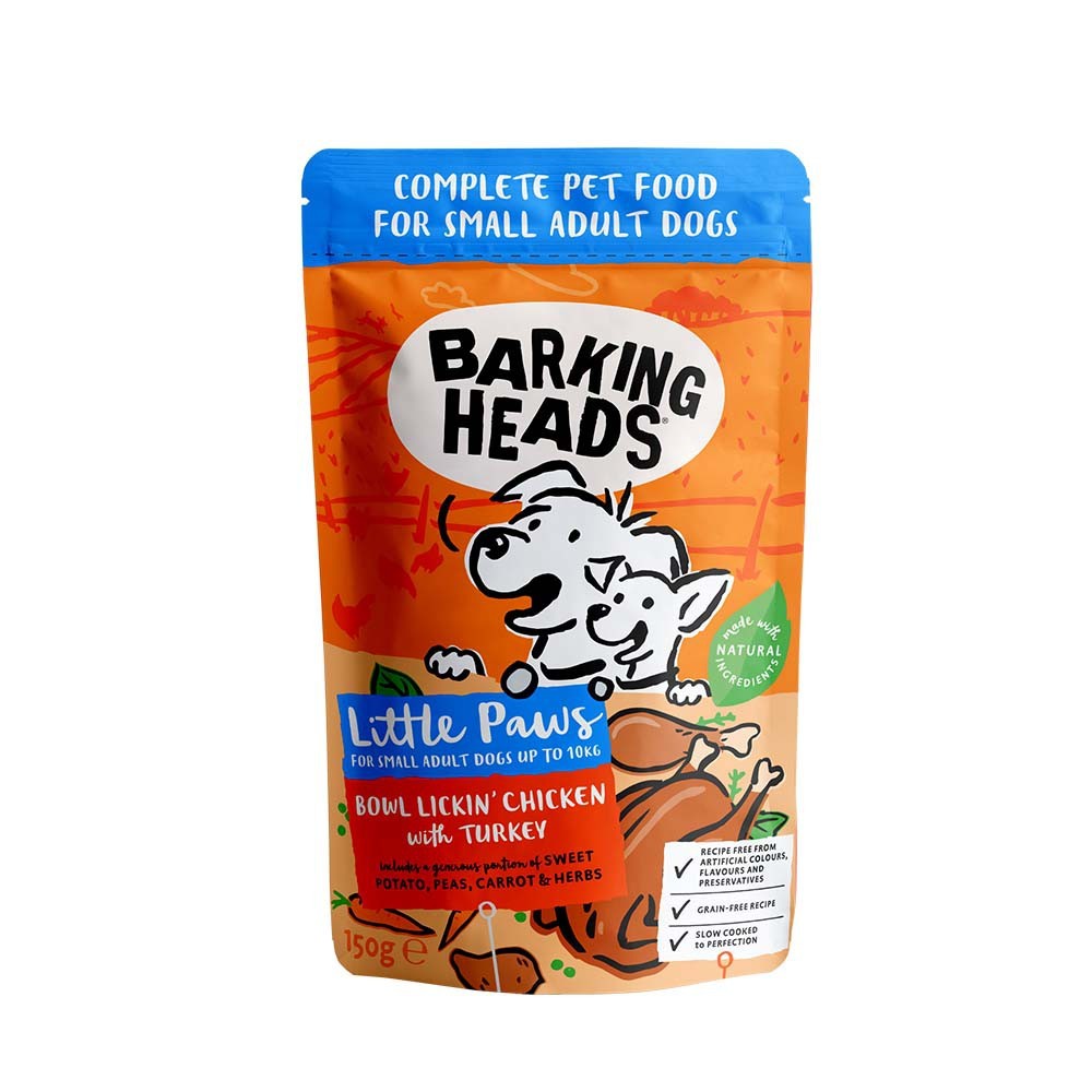 BARKING HEADS LITTLE PAWS WET FOOD SMALL BOWL LICKIN' CHICKEN (grain free) με Κοτόπουλο και γαλοπούλα 150gr