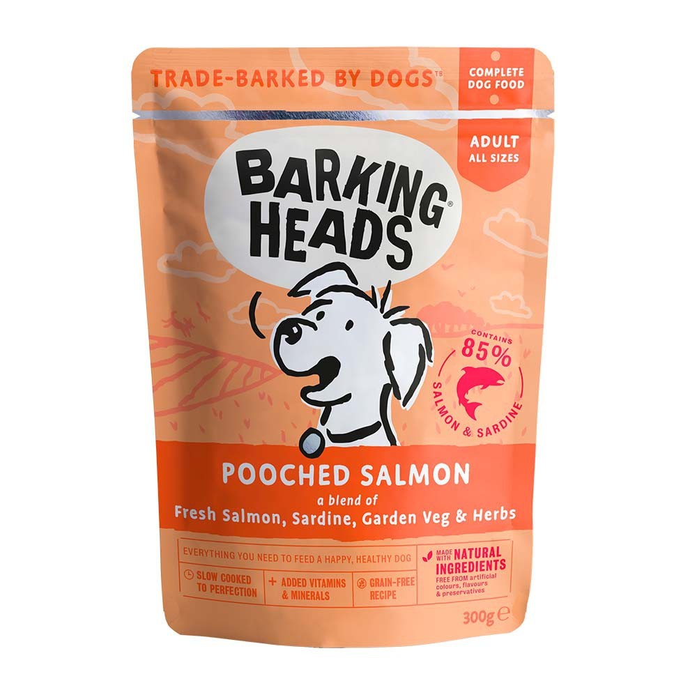 BARKING HEADS WET FOOD ADULT POOCHED SALMON (grain free) με Σολομό και Σαρδέλα 300gr