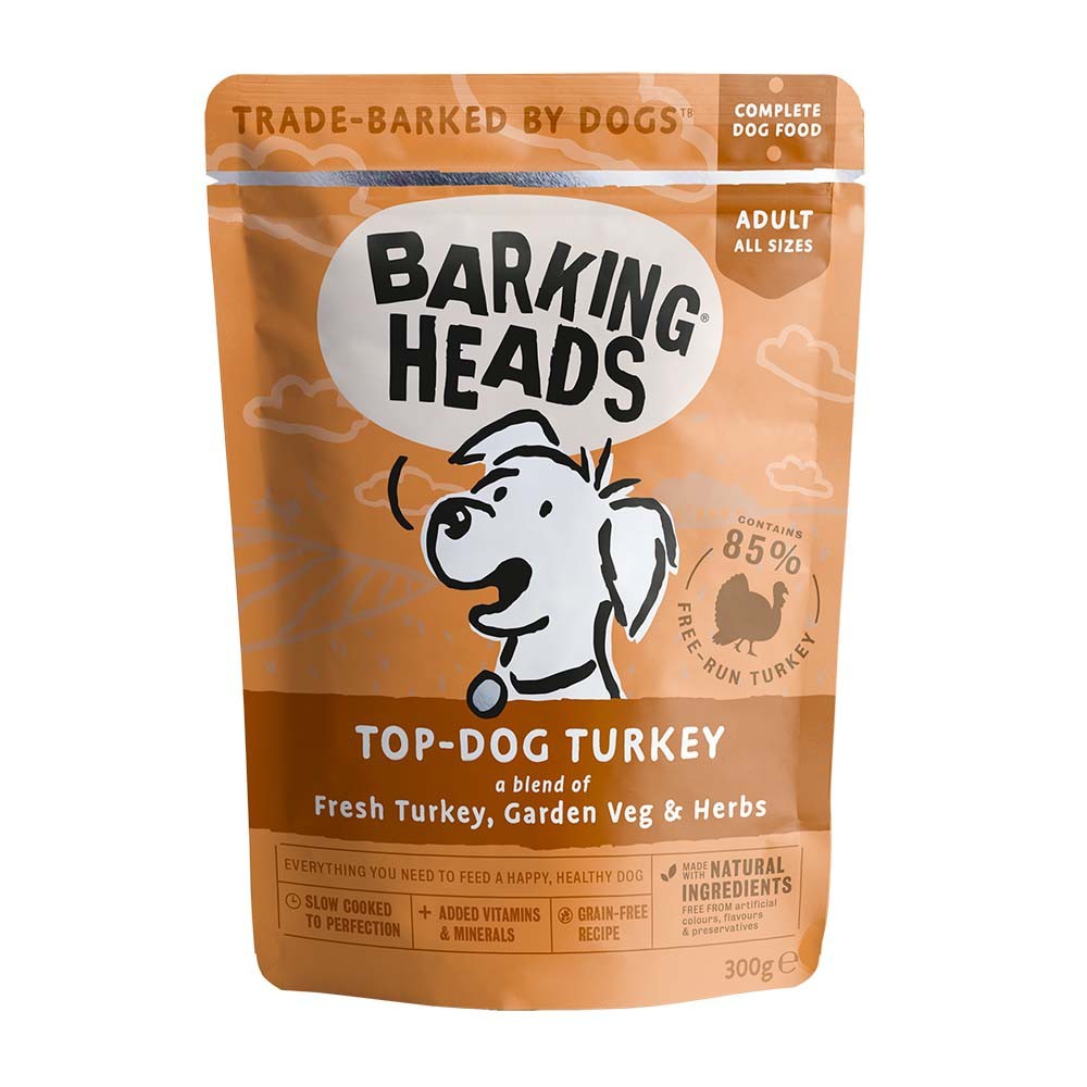 BARKING HEADS WET FOOD ADULT POUCH TOP DOG TURKEY (grain free) με Γαλοπούλα 300gr-38c49b