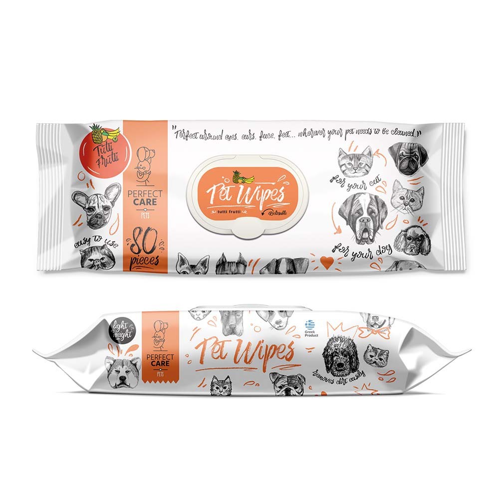 PERFECT CARE PET WIPES TUTTI FRUTTI (80 μαντ.)