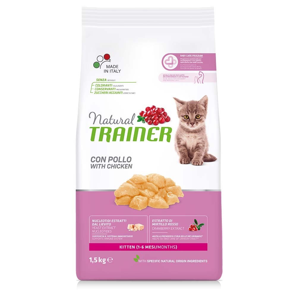 NATURAL TRAINER CAT KITTEN Ξηρά τροφή για γατάκια έως τον 6ο μήνα ζωής με Κοτόπουλο 1,5kg