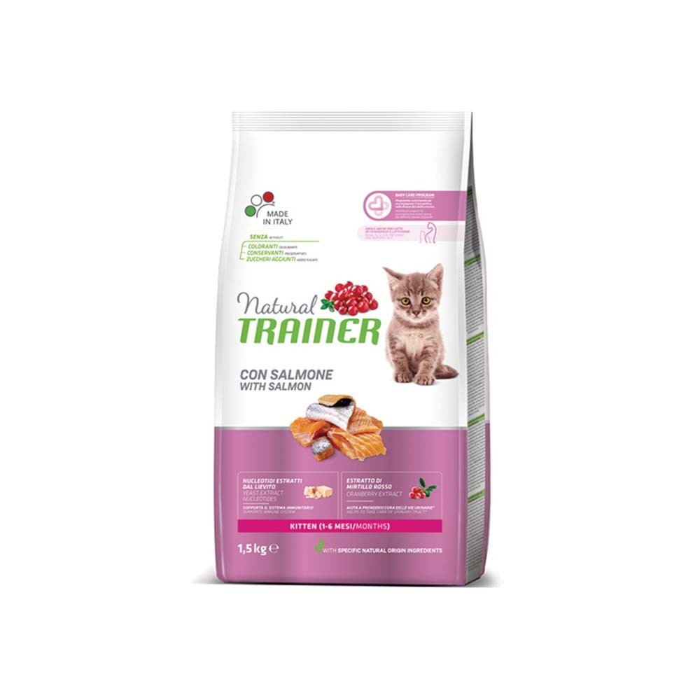 NATURAL TRAINER CAT KITTEN Ξηρά τροφή για γατάκια έως τον 6ο μήνα ζωής με Σολομό 1,5kg