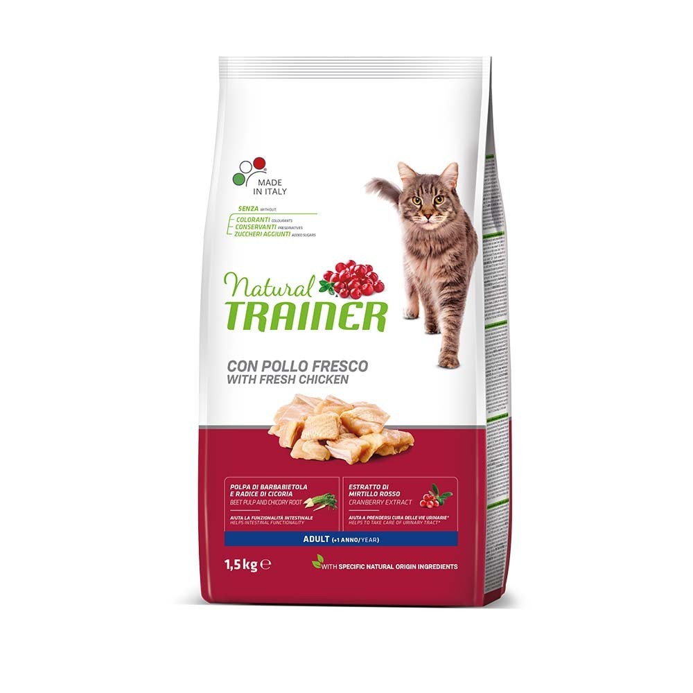 NATURAL TRAINER CAT ADULT Ξηρά τροφή για ενήλικες γάτες με Κοτόπουλο 1,5kg