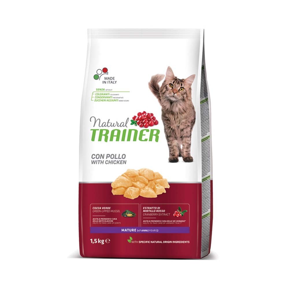 NATURAL TRAINER CAT MATURE Ξηρά τροφή για ηλικιωμένες γάτες με κοτόπουλο & γαλοπούλα 1,5kg