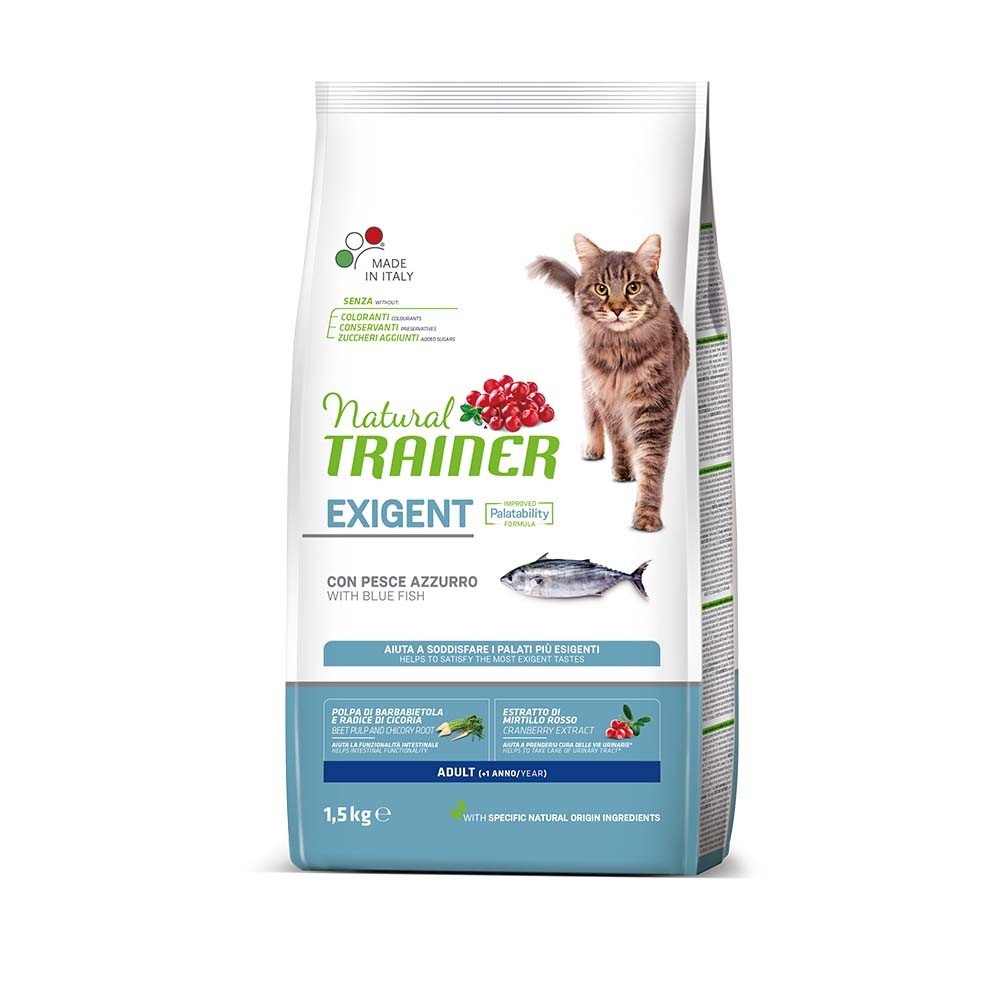 NATURAL TRAINER CAT EXIGENT Ξηρά τροφή για ενήλικες γάτες με ιδιαίτερες γευστικές απαιτήσεις, με Ψάρια Ωκεανού 1,5kg