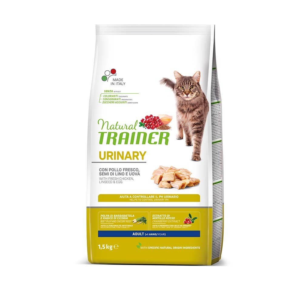 NATURAL TRAINER CAT URINARY Ξηρά τροφή για ενήλικες στειρωμένες γάτες με προβλήματα στο ουροποιητικό σύστημα, με Κοτόπουλο 1,5kg