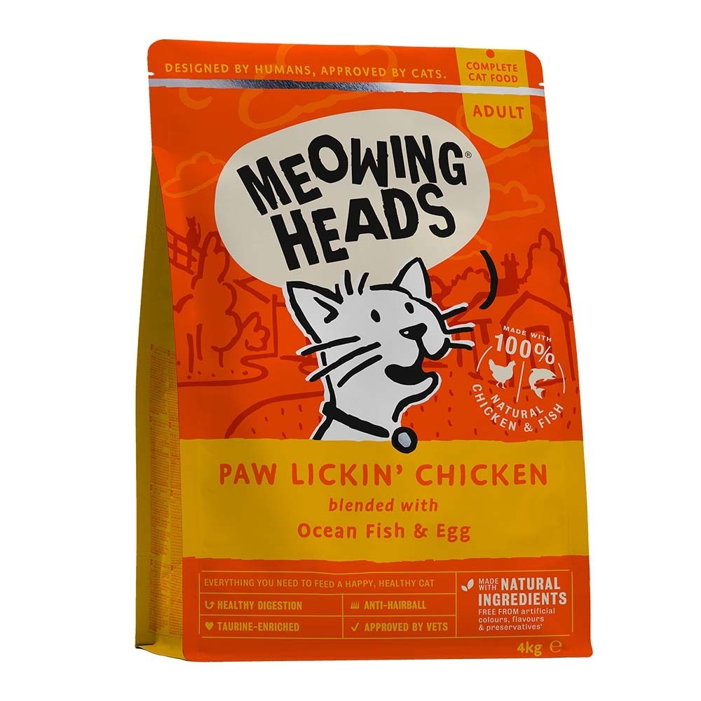 Meowing Heads Paw Lickin' Ξηρά τροφή για ενήλικες γάτες με Κοτόπουλο 4kg