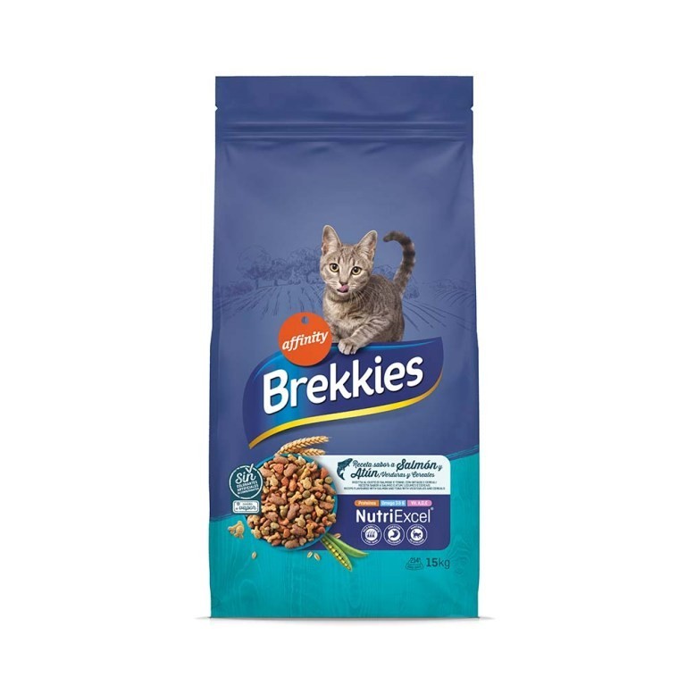 BREKKIES CAT ADULT MIX FISH για ενήλικες γάτες με Ψάρι 15kg