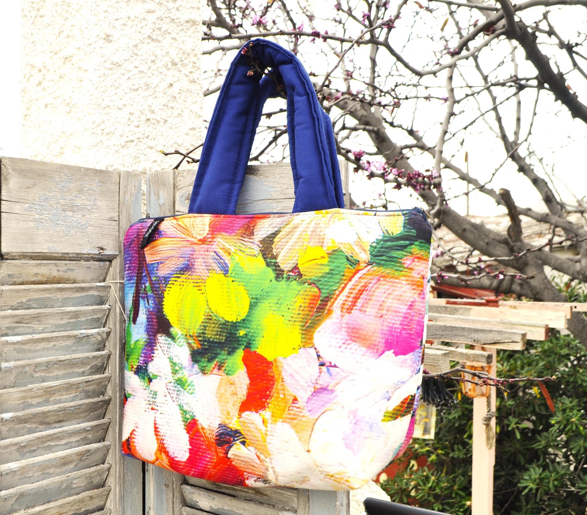 Puffer tote bag flower 01