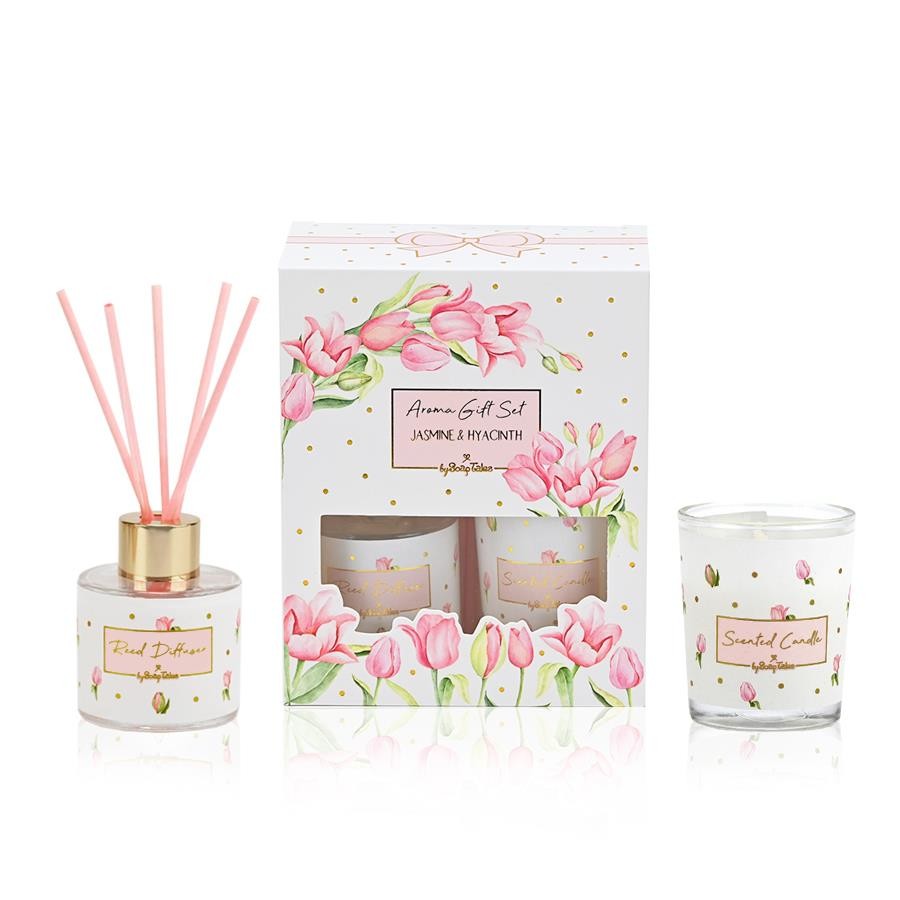 Σετ δώρου κερί και αρωματικό χώρου jasmine and hyacinth