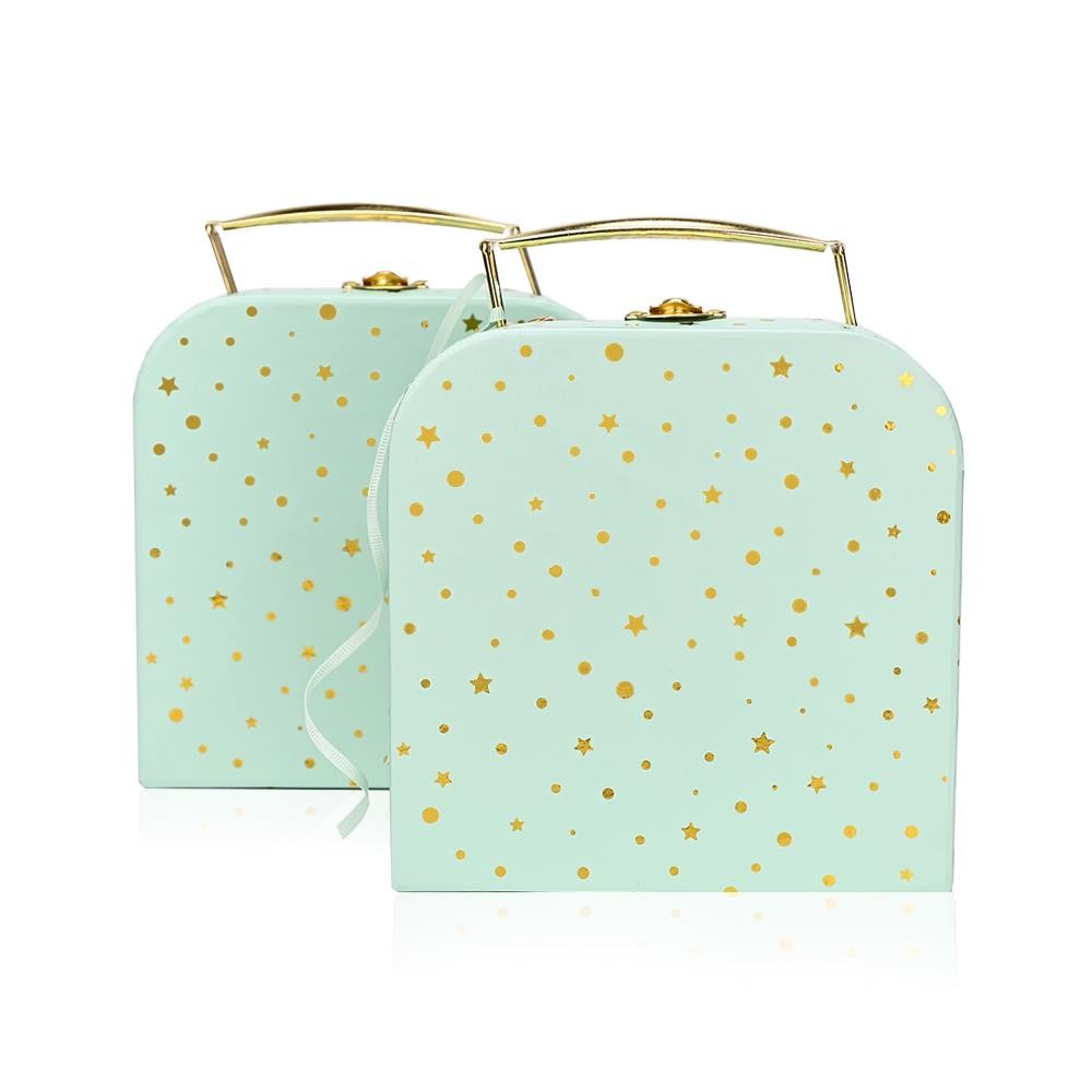 Βαλιτσάκι βεραμάν χρυσό με αστεράκια και πουά