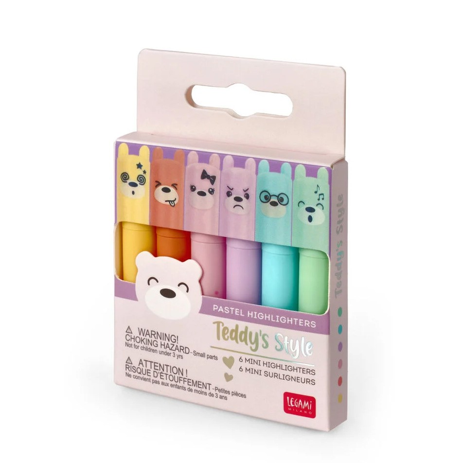 LEGAMI TEDDY'S STYLE ΣΕΤ 6 MINI PASTEL ΜΑΡΚΑΔΟΡΟΙ ΥΠΟΓΡΑΜΜΙΣΗΣ 