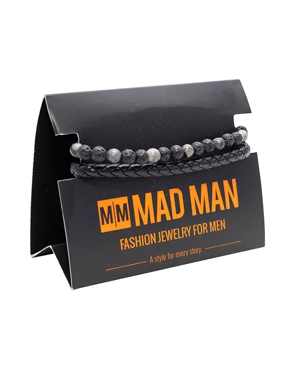 MAD MAN – Βραχιόλι Μαύρη & Λευκή Λάβα (οικολογικό) 