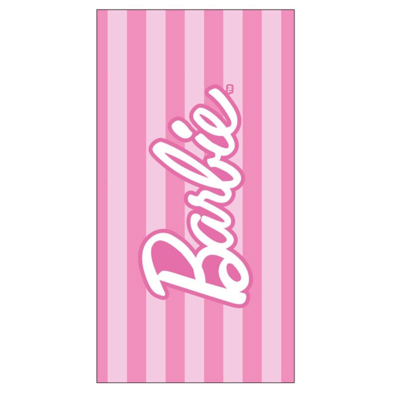 Παιδική Πετσέτα Θαλάσσης Barbie Logo Ροζ Ριγέ 140x70cm