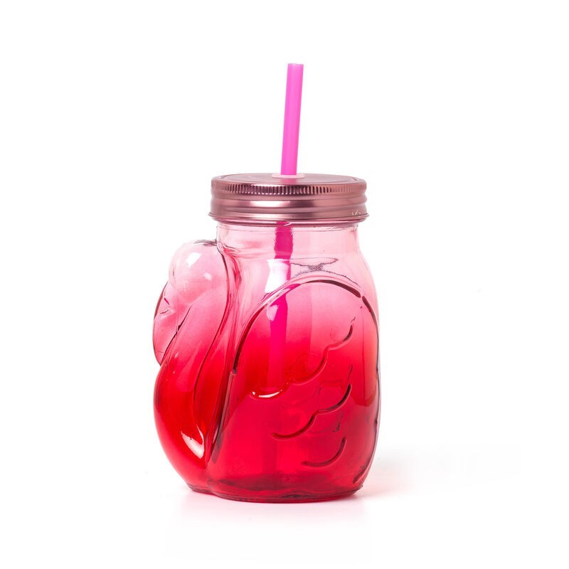 Ποτήρι με καπάκι και καλαμάκι Legami Jar Flamingo