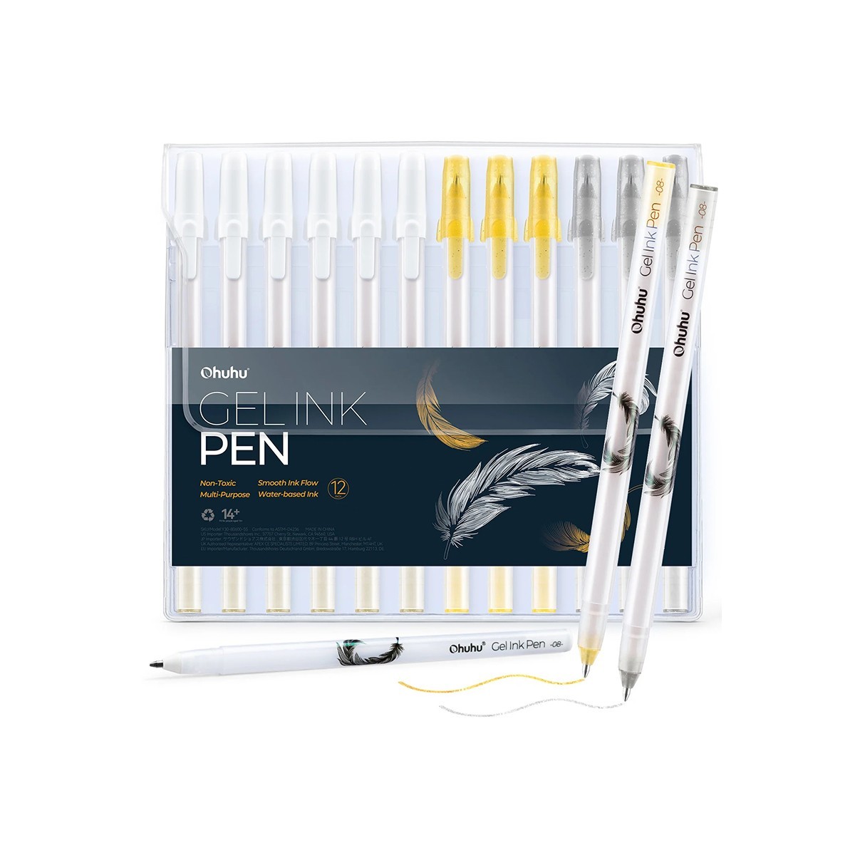 Ohuhu Gold Silver White Σετ 12 Gel Pens