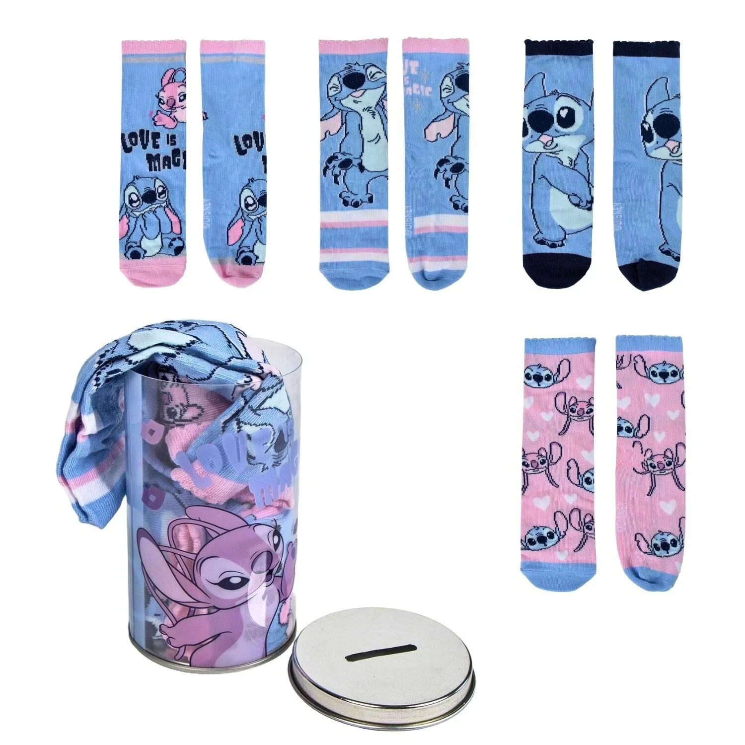 Stitch Κουμπαράς με 4 Ζεύγη Κάλτσες