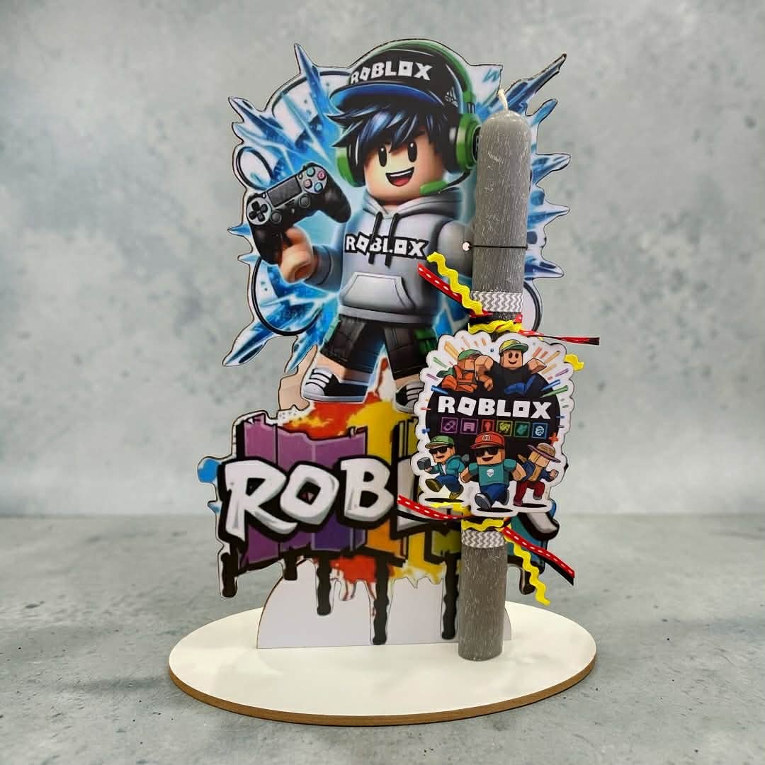 Λαμπάδα Roblox με μαγνητάκι & διακοσμητικό σταντ