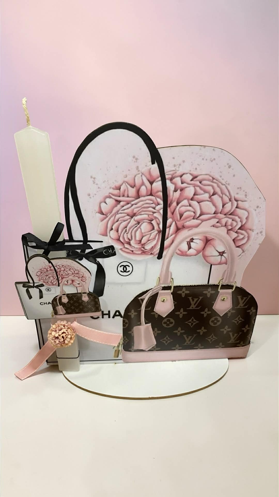 Λαμπάδα Chanel- LV με μαγνητάκι & διακοσμητικό σταντ