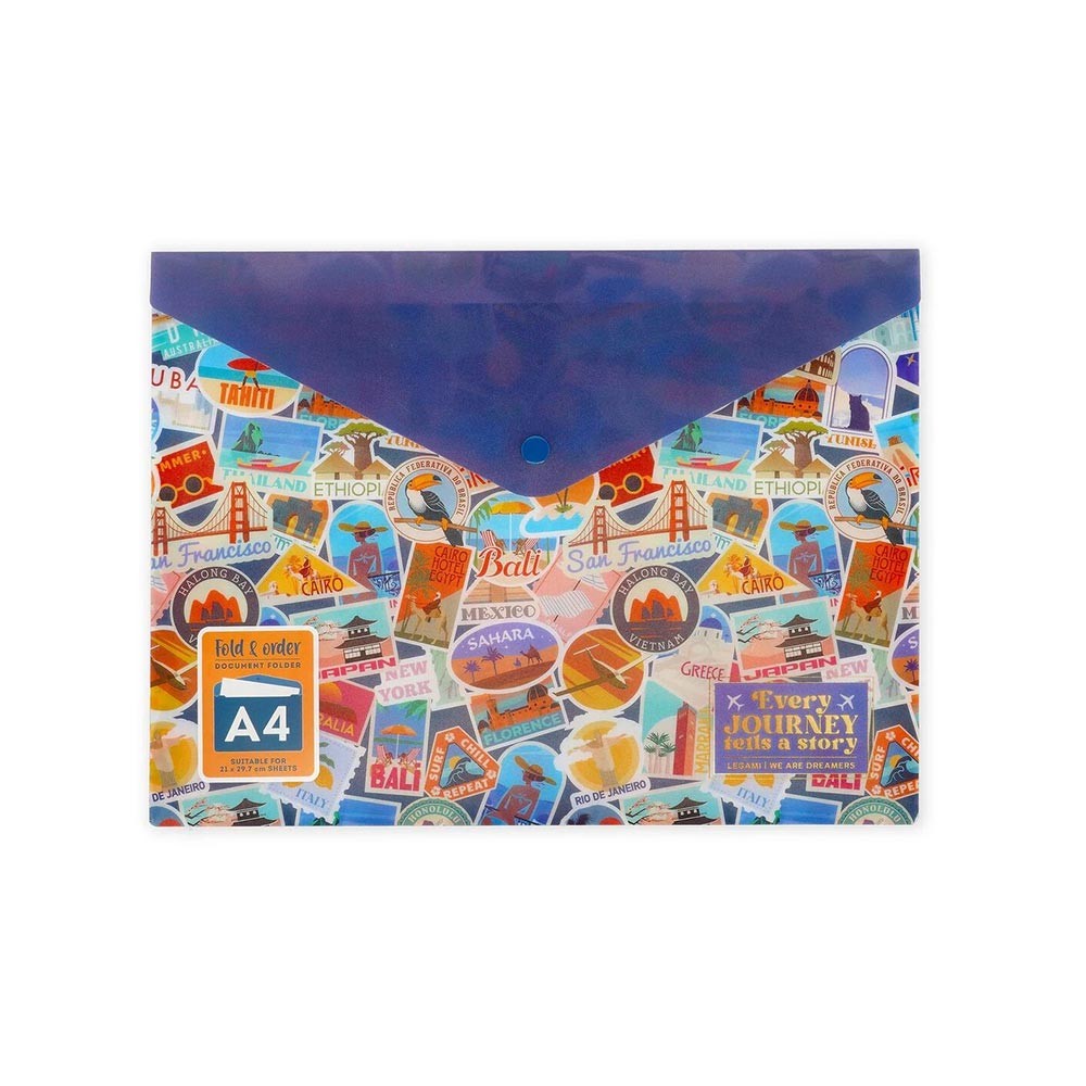 Legami Φάκελος με Κουμπί Α4 Fold & Order - Travel Stickers