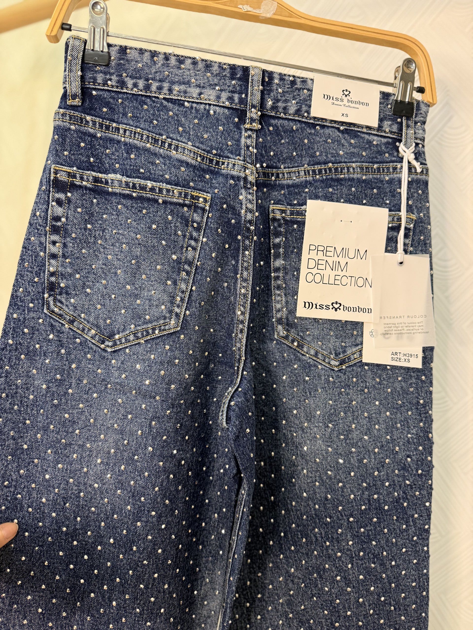 FULL STRASS WIDE LEG JEAN