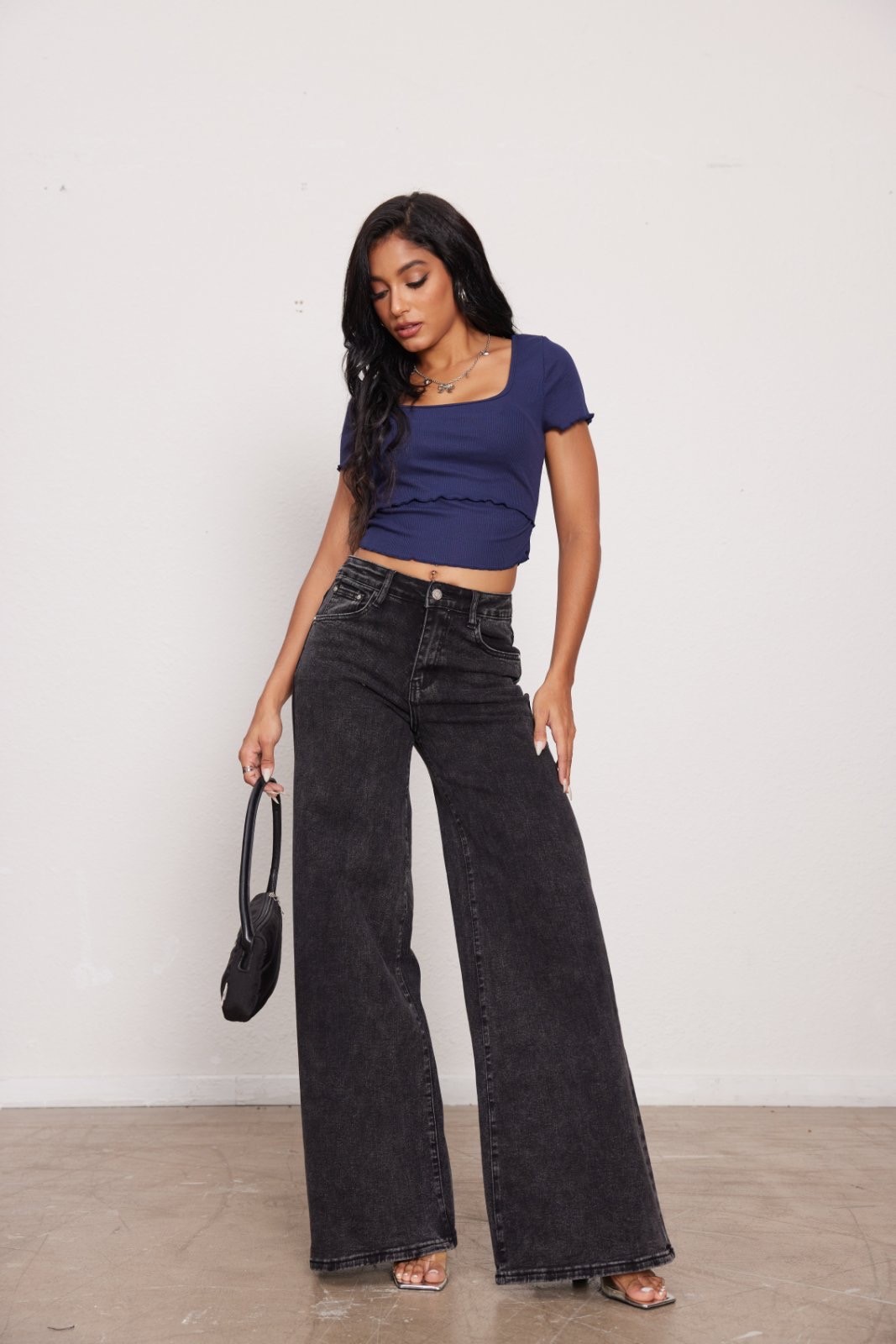 WIDE LEG JEAN-DARK GREY