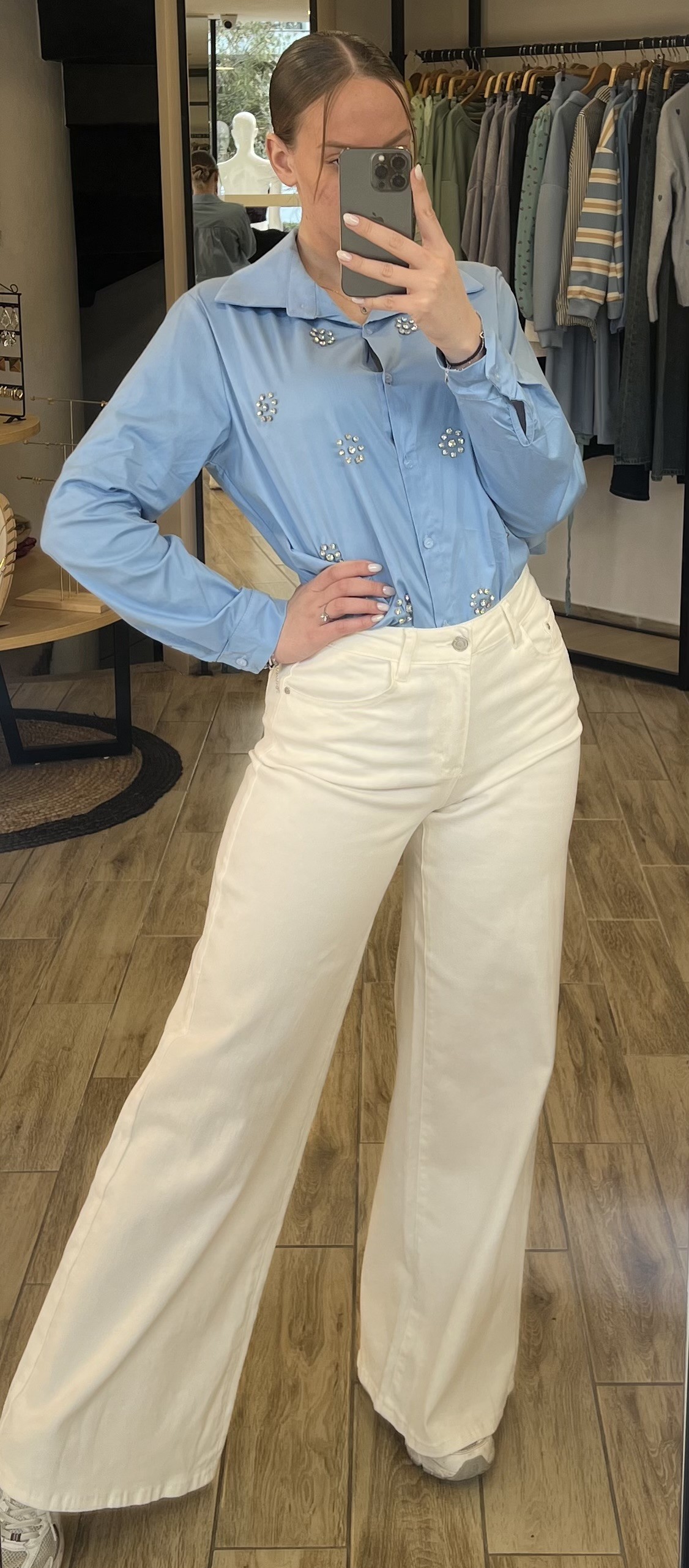 WIDE LEG JEAN ΛΕΥΚΟ