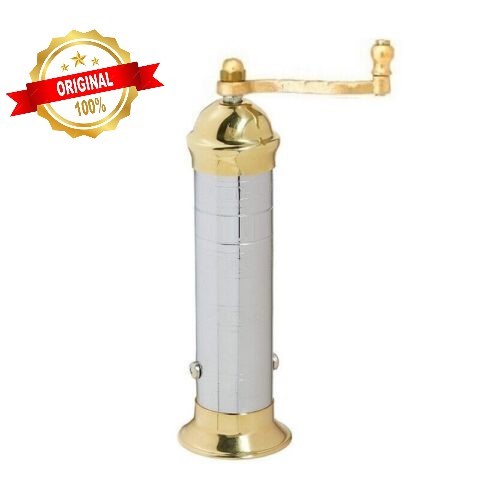 Chrome-brass pepper mill Alexander #214 9″& Chrome-brass salt mill Alexander #218 8″