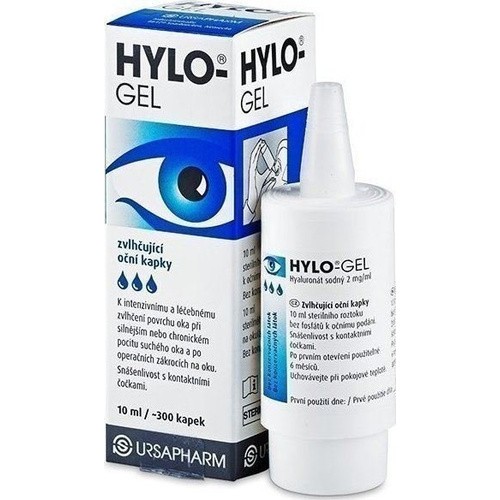 5x Ursapharm Hylo Gel 10ml , LUBRICANT eye drops with Sodium Hyaluronate (0.2%)