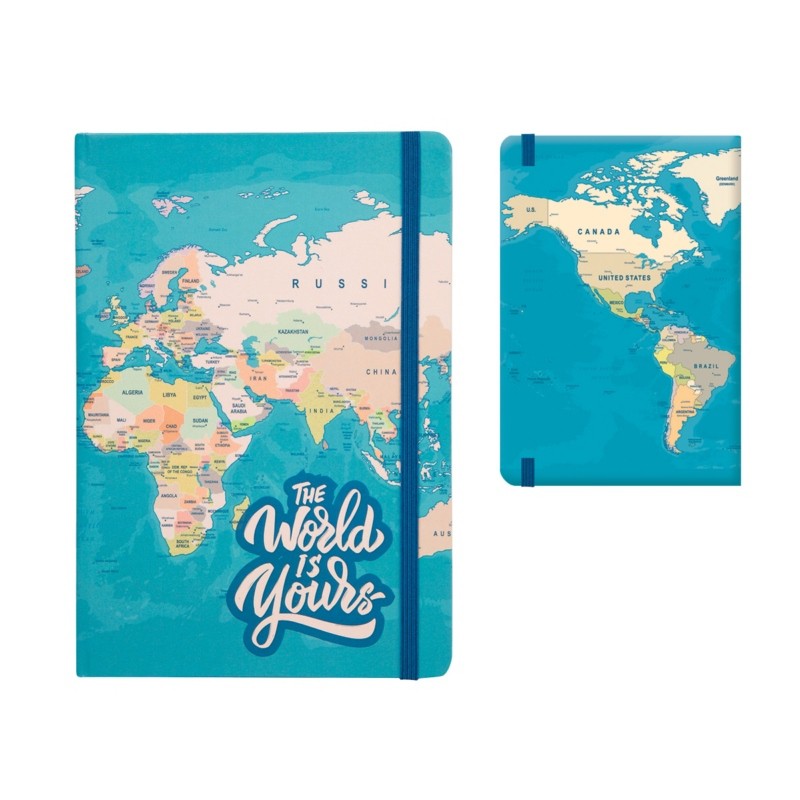 ΣΗΜΕΙΩΜΑΤΑΡΙΟ TOTAL GIFT XL1851 BLUE MAP A5 ΜΕ ΛΑΣΤΙΧΟ