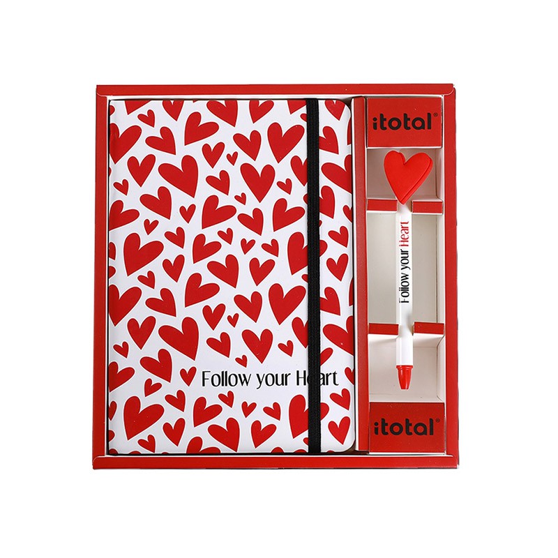 ΣΗΜΕΙΩΜΑΤΑΡΙΟ TOTAL GIFT XL1831B HEART A5 ΜΕ ΛΑΣΤΙΧΟ ΚΑΙ ΣΤΥΛΟ