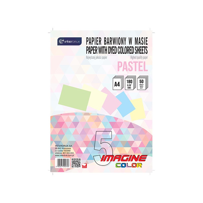ΧΑΡΤΙ ΚΟΛΑΖ INTERDRUK Α4 180gr ΠΑΣΤΕΛ ΧΡΩΜΑΤΑ (5ΧΡΩΜΑΤΑ Χ 10 ΦΥΛΛΑ)