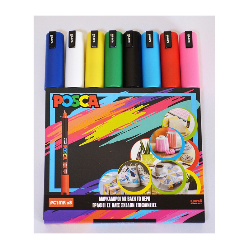 ΜΑΡΚΑΔΟΡΟΙ UNI POSCA  PC-1MR ΣΕΤ  8 ΧΡΩΜΑΤΩΝ