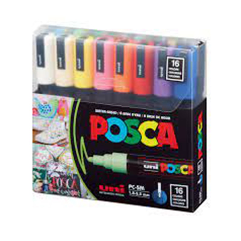 ΜΑΡΚΑΔΟΡΟΙ UNI POSCA  PC-5M MEDIUM ΣΕΤ 16 ΧΡΩΜΑΤΩΝ