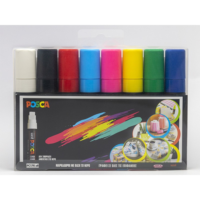 ΜΑΡΚΑΔΟΡΟΙ UNI POSCA PC-17K XLARGE ΣΕΤ 8 ΧΡΩΜΑΤΩΝ