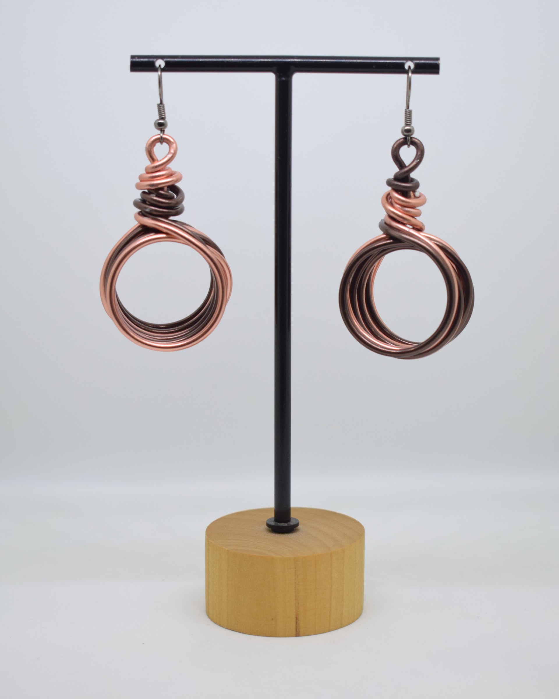 Σκουλαρίκια κρίκοι καφέ - rose gold