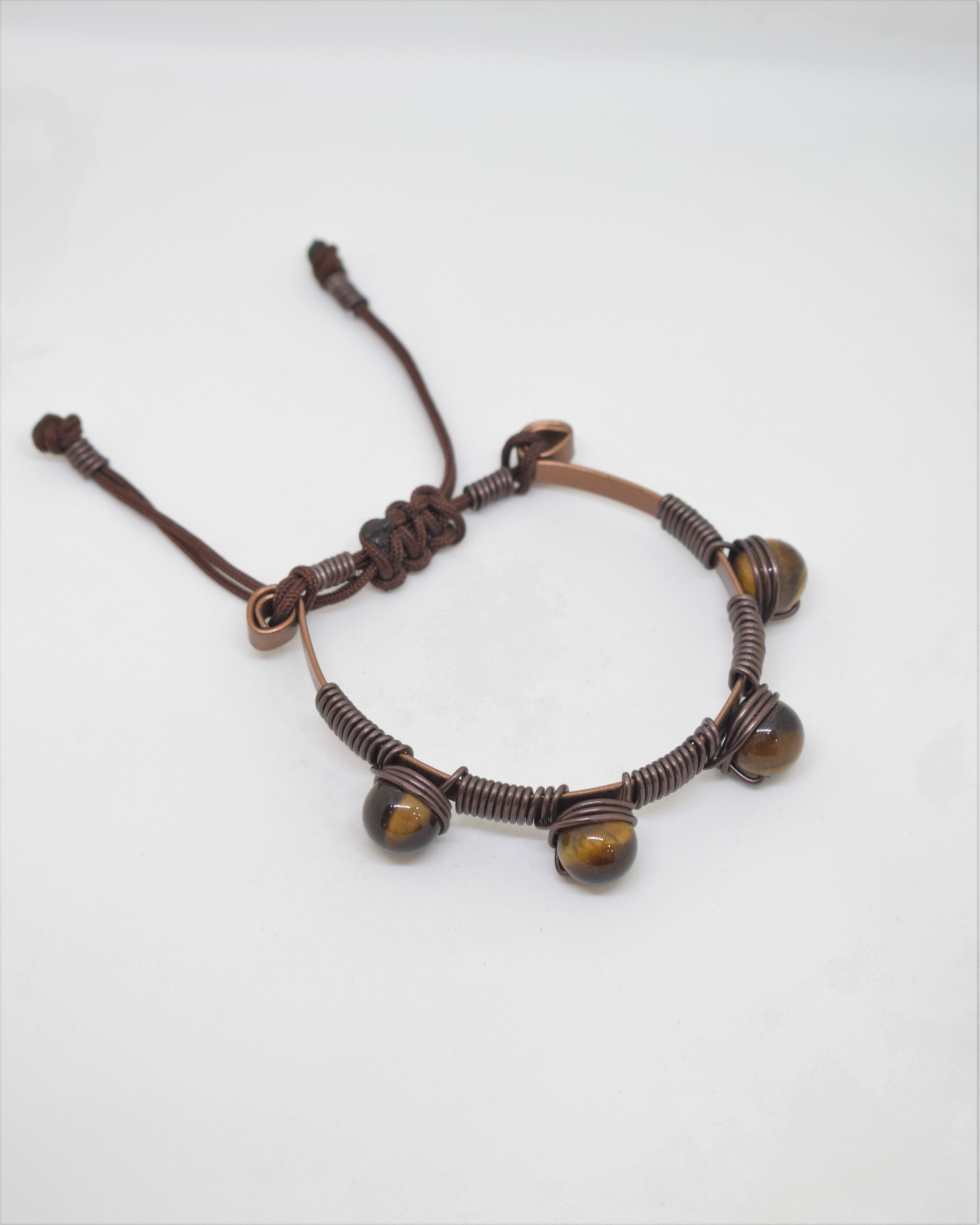 Βραχιόλι καφέ με σπιράλ & αχάτες