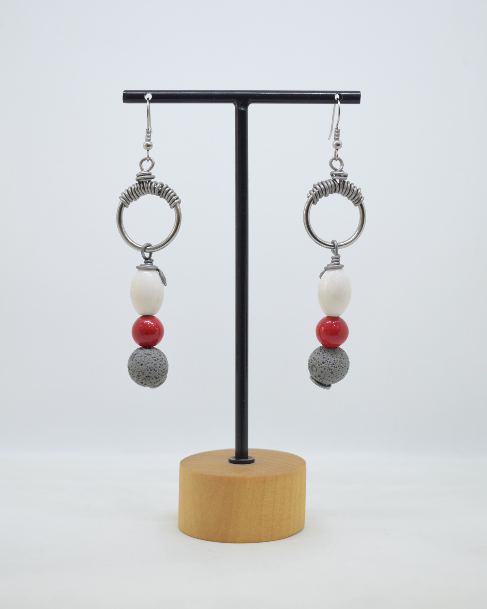 Σκουλαρίκια dark ασημί με χαολίτες & lava