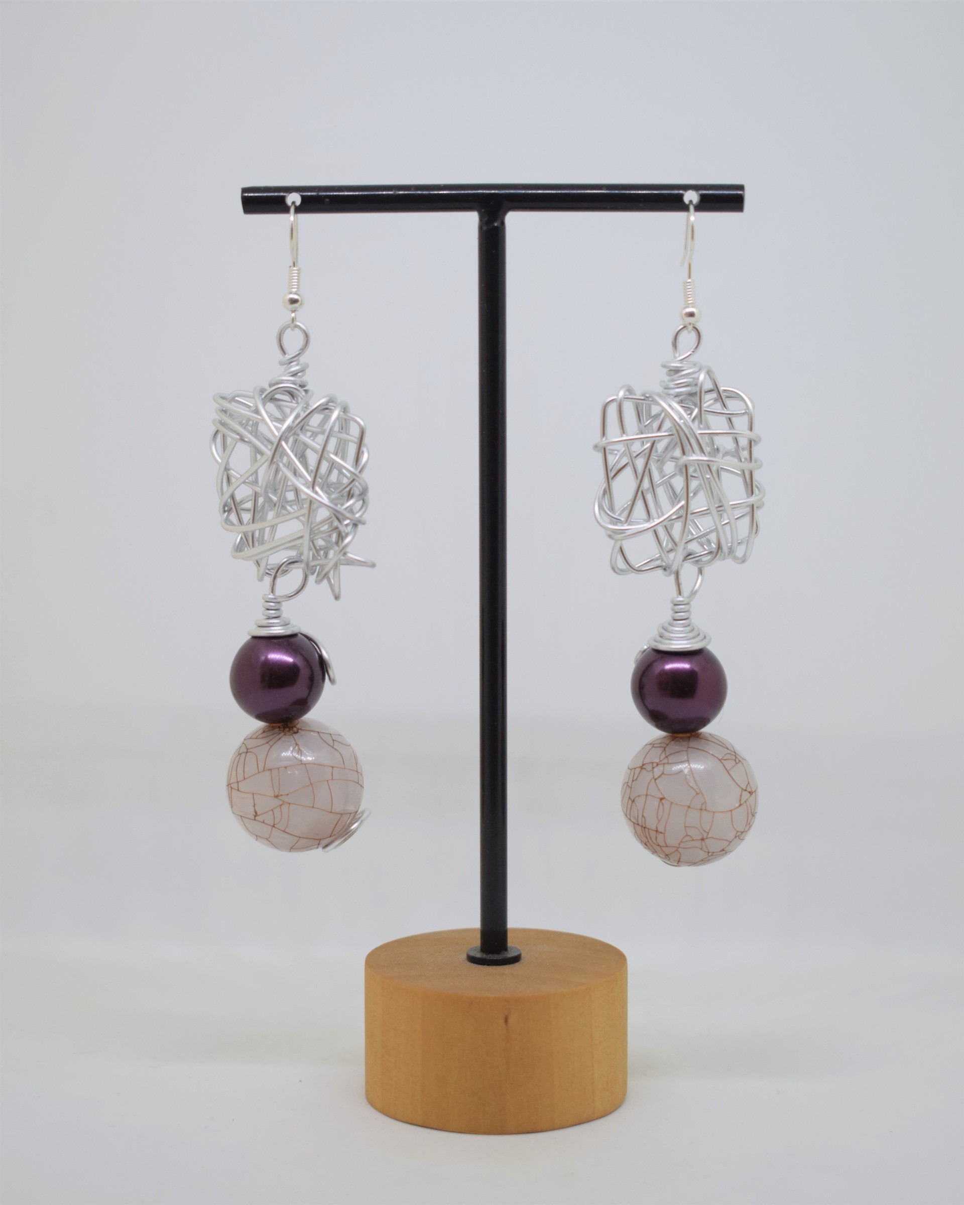 Σκουλαρίκια ασημί με συνθετικές πέτρες