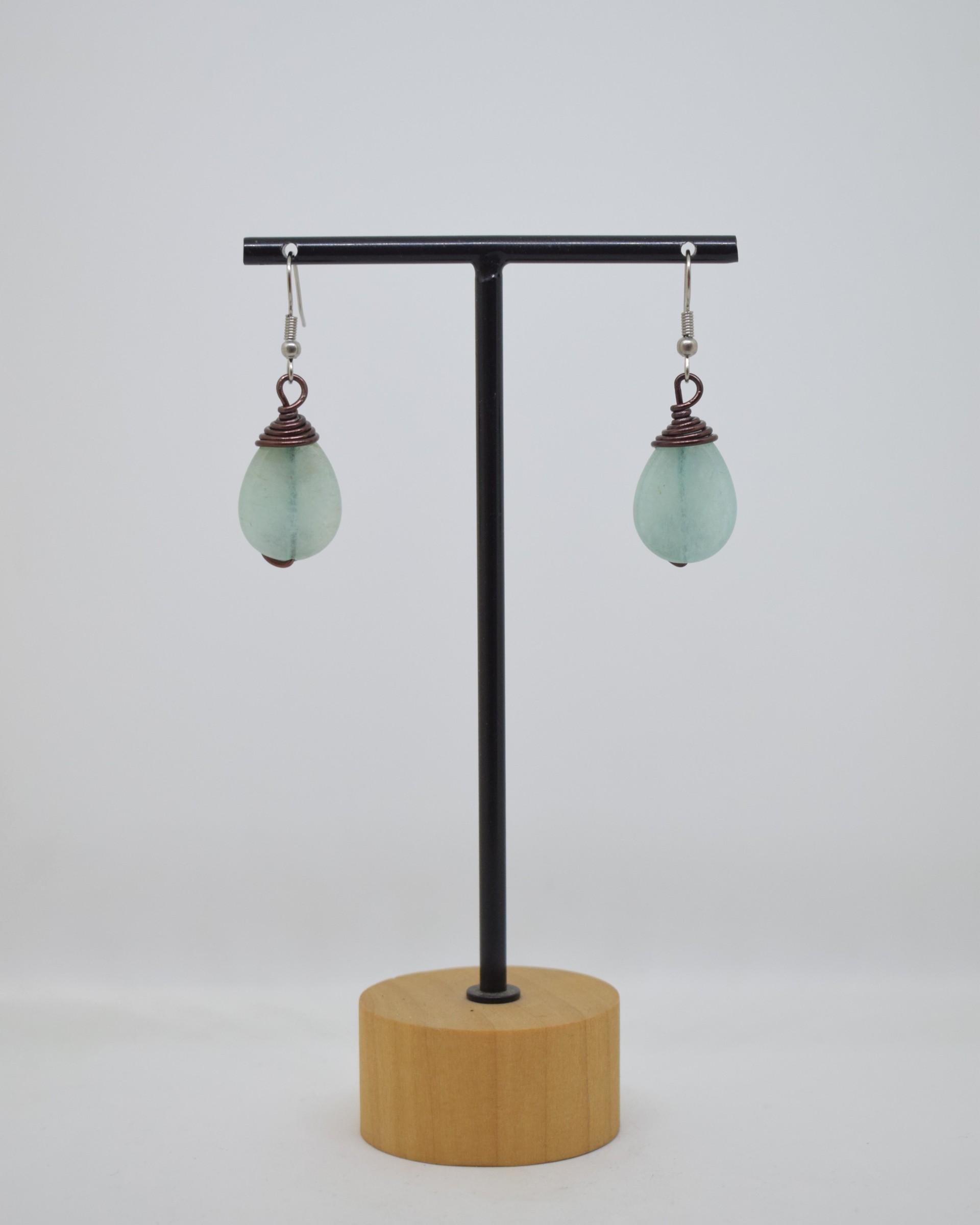 Σκουλαρίκια καφέ με aqua marine