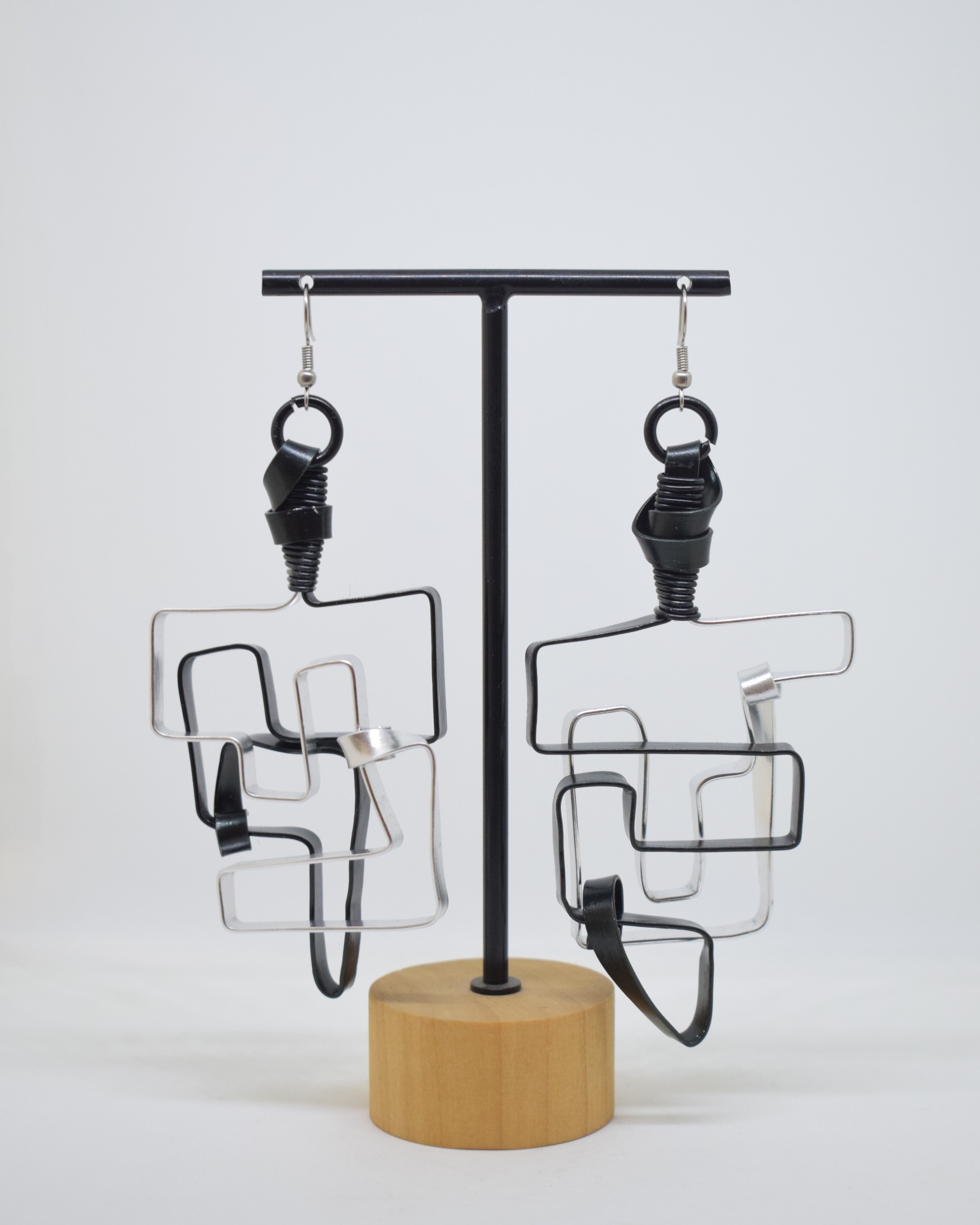 Σκουλαρίκια ασημί - μαύρα