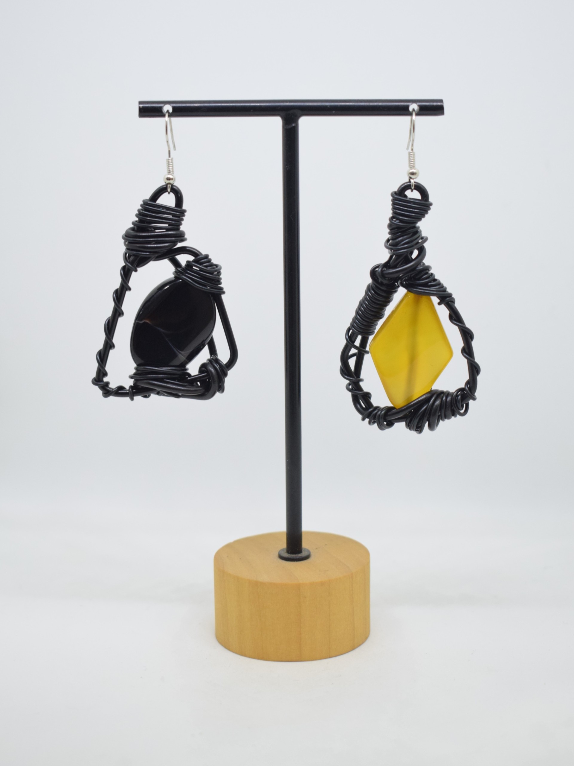 Σκουλαρίκια μαύρα με αχάτες