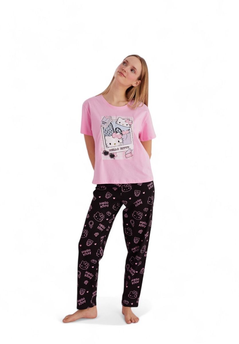 Πιτζάμα γυναικεία με μακρύ παντελόνι Hello Kitty Travel