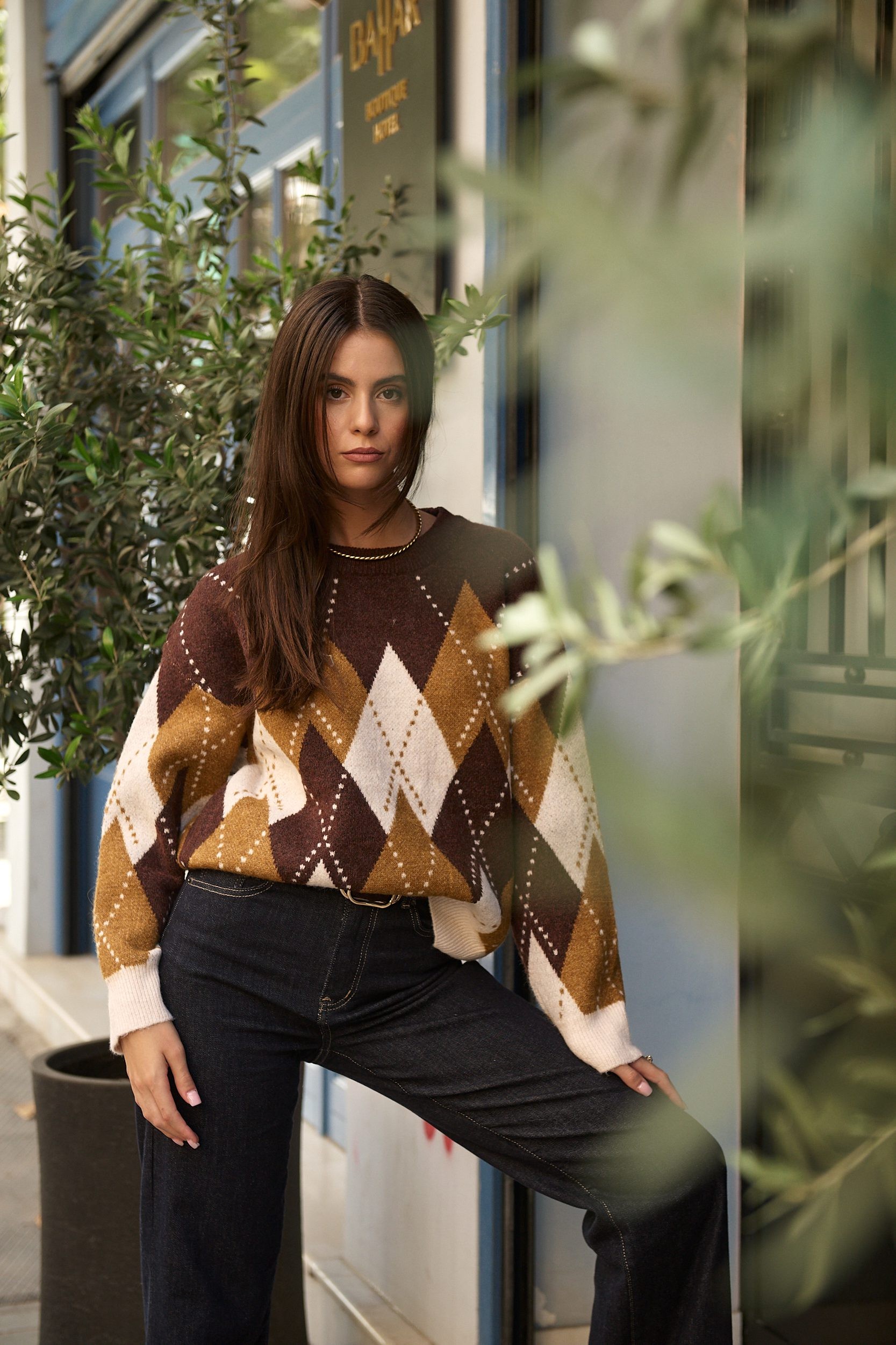 Πουλόβερ με Πλέξη Ρόμβος