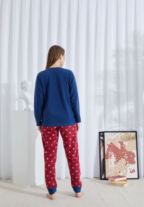 Πιτζαμα γυναικεία Fleece Siyah Happy Winter