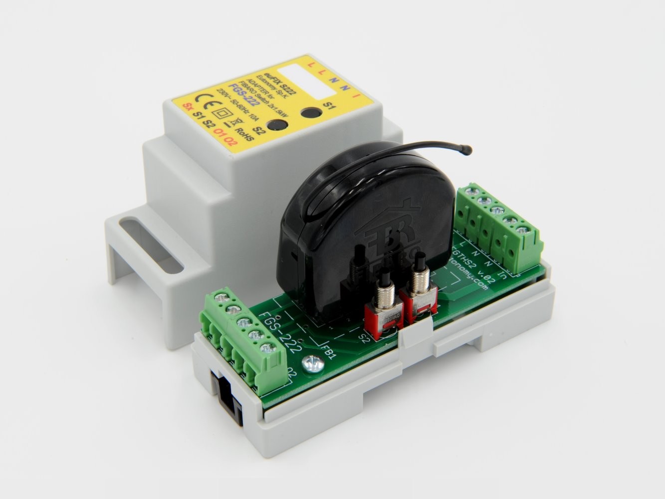 EUTONOMY - Adapter DIN for Fibaro Double Smart Module FGS-224 with buttons
