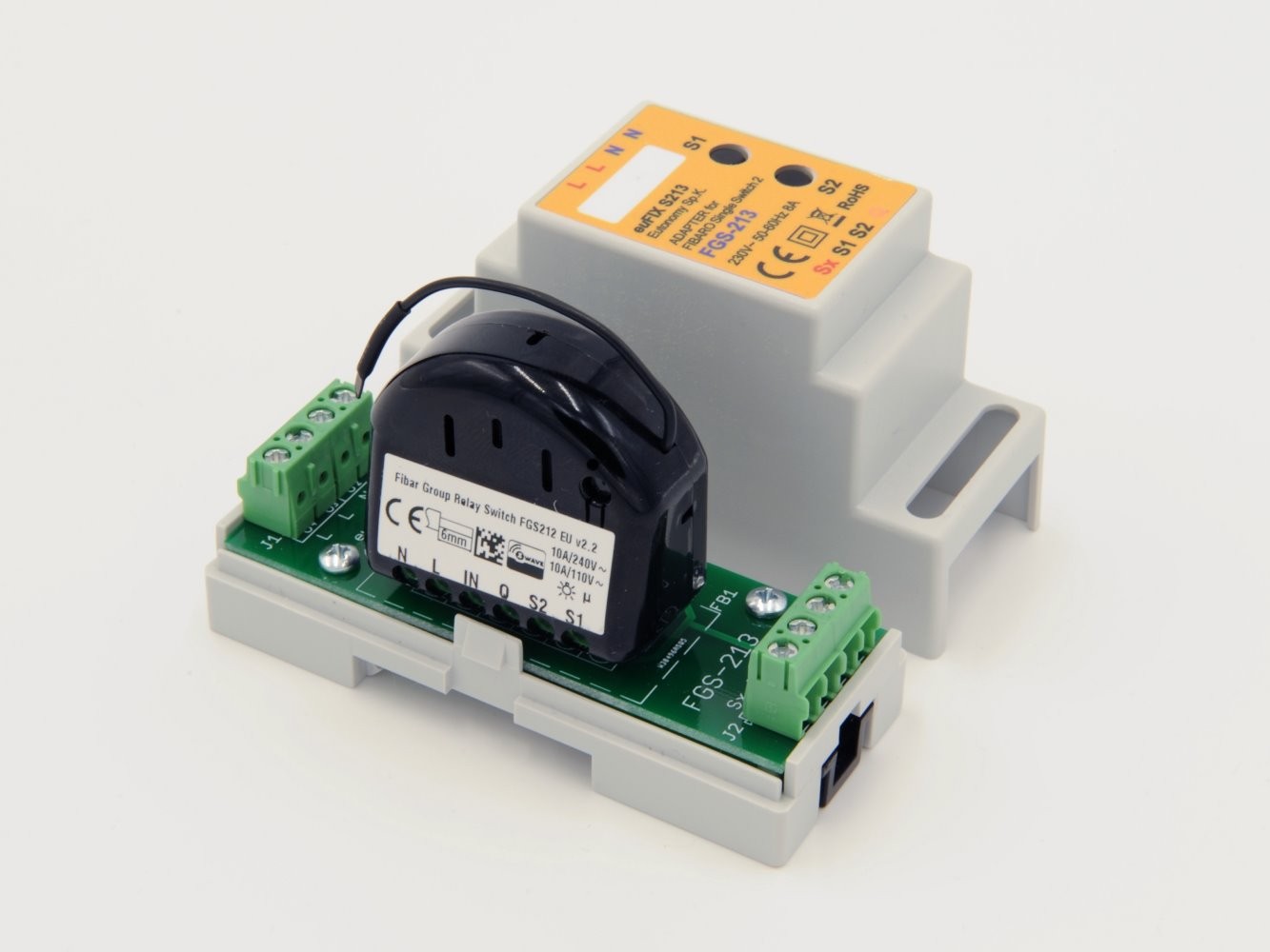 EUTONOMY - Adapter DIN for Fibaro Single Switch 2 FGS-213 with buttons